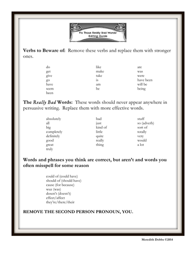 FIX THOSE REALLY BAD WORDS-- Editing Guide