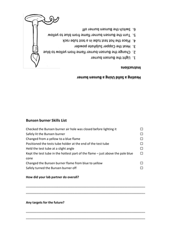 Bunsen Burner Use Peer Assessment