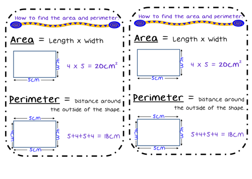 Finding the Perimeter and Area Help Mats / Aids