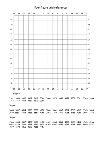 map skills four figure grid references teaching resources