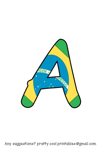Printable display bulletin letters numbers and more: Brazil Flag Olympics