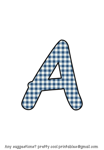 Printable display bulletin letters numbers and more: Blue Gingham