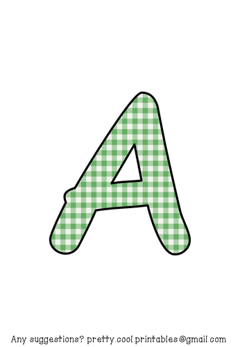 Printable display bulletin letters numbers and more: Green Gingham