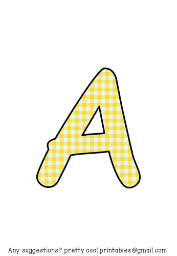 Printable display bulletin letters numbers and more: Yellow Gingham