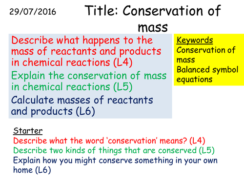 C1 3.5 Conservation of mass