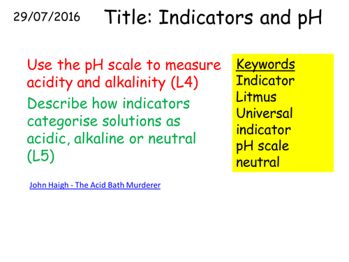 C1 4.2 Indicators and pH