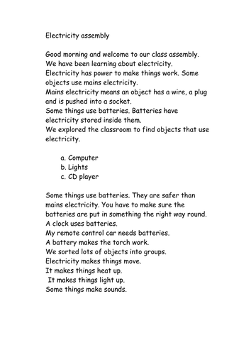 Electricity and its dangers assembly