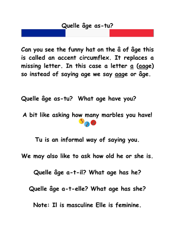 Quel age as tu? How old are you?