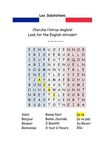 Salutations Greetings word search