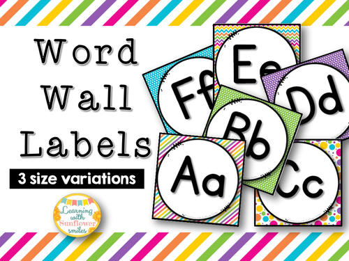 Word Wall Labels - Bright and Colorful