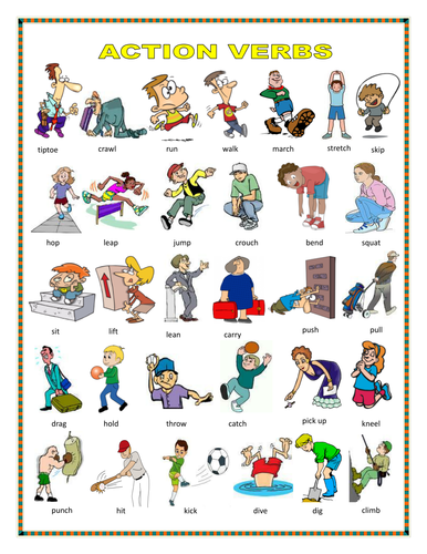 Action verbs, action at home.