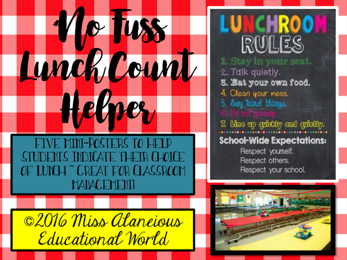 Classroom Management ~ "No Fuss" Lunch Count
