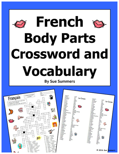 French Body Parts Crossword Puzzle and Image IDs