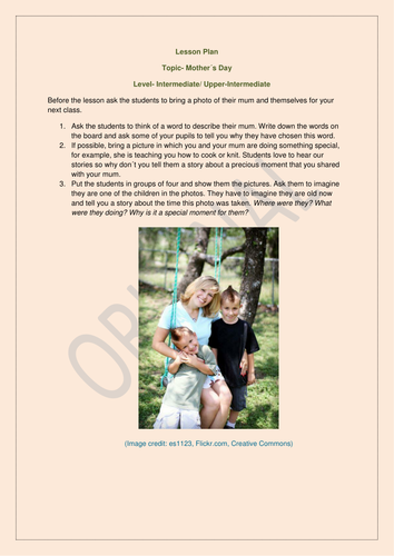 Lesson plan- Mother's DAy