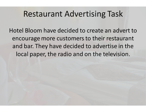 Restaurant Advertising Task