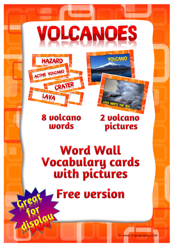 Volcano words and pictures for class display (free version)