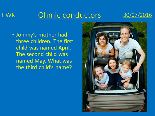 Ohmic conductor lesson plan and presentation