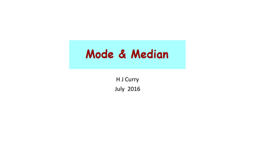 Mode and Median - Complete lesson plan and resources