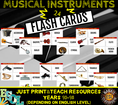 MUSICAL INSTRUMENTS: 24 FLASH CARDS