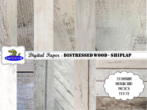 Distressed Whitewashed Wood - Shiplap Digital Paper