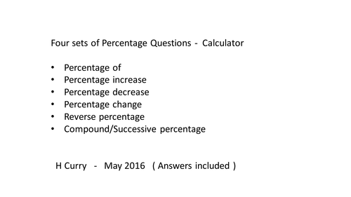 Percentages methods, lessons, resources and revision pack