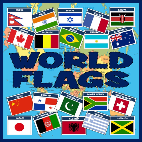 WORLD FLAGS 100x A4 POSTERS - GEOGRAPHY DISPLAY