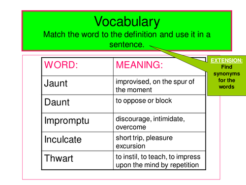 SPaG starters- Improving vocabulary :  WoW words & appropriate connectives