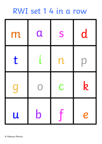 Letters and sounds Make a row of 4  game. match the coloured alien to sound  phase 2-5 sounds