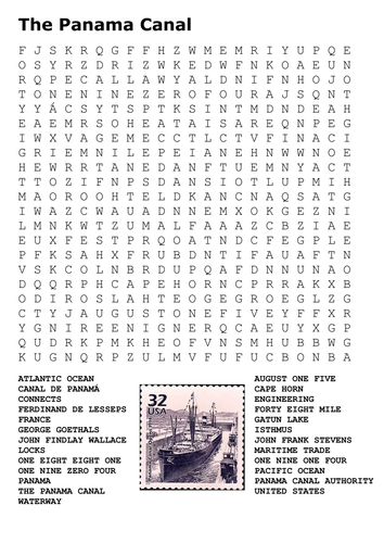 The Panama Canal Word Search