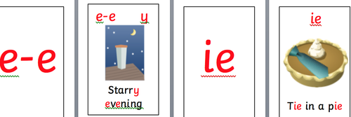 Phonics flash cards alternative sounds Year 1 Year 2