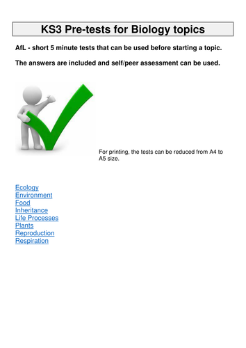 KS3 Science: Pre-tests for topics