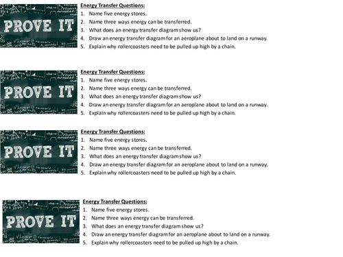 New AQA GCSE Physics Energy Full Unit Prove It Summary Questions