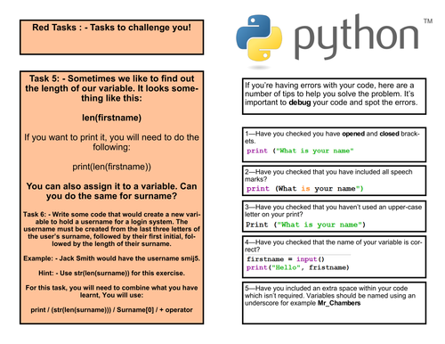 Python - Intro to Python Debugging / Coding Booklet