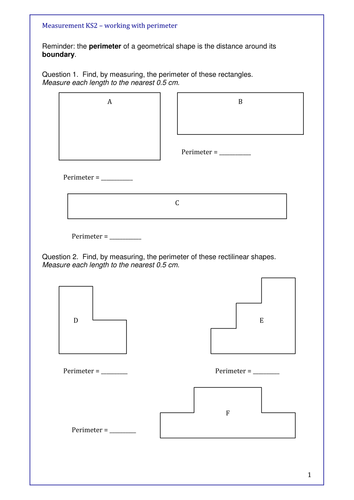 Maths KS2 Perimeter and Area Year 5 and for revision and practice at older levels.