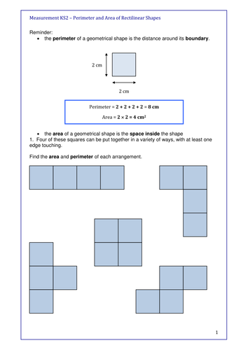 Maths KS2 activity for engaging learners with area and perimeter of rectilinear shapes.