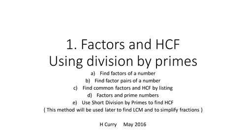 Fractions Mastery Part 2 - HCF, Primes, Simplify, Equivalent, Add, Subtract (same & diff) Bar models