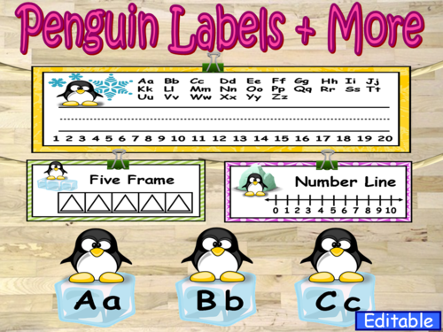Penguin Theme Labels and More Classroom Decor