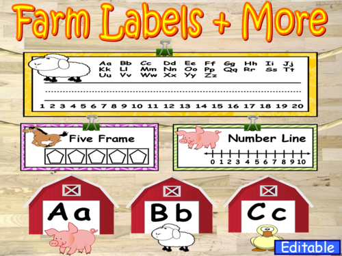 Farm Theme Labels and More Classroom Decor