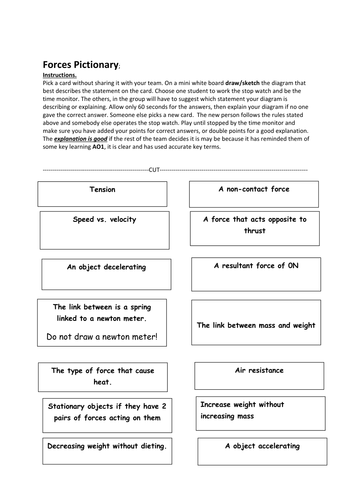 GCSE Forces game for a fun plenary.