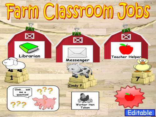 Farm Theme Classroom Jobs