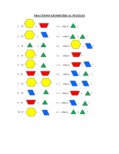 Fratcion Puzzle using geometrical blocks