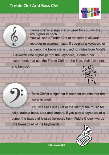 Treble and bass clef fact file