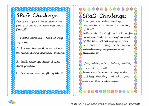SPaG Challenges