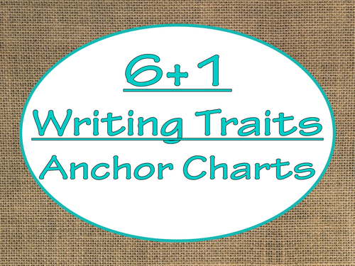 6+1 Writing Traits  Anchor Charts Signs/Posters (Burlap and Turquoise)