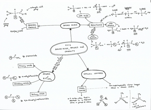 6.2.2 Amino Acids and Chirality Mind Map for A Level Chemistry OCR Chemistry A (2015)