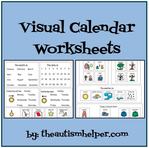 Visual Calendar Worksheets for Students with Autism or Special