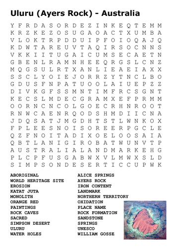 Uluru (Ayers Rock) - Australia Word Search