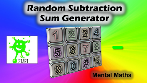 Back to School. Mental Maths. Random Subtraction Sum Generator.