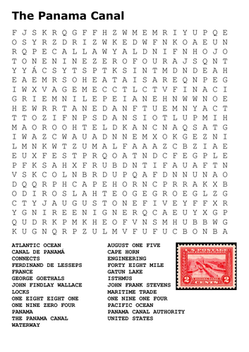 The Panama Canal Word Search