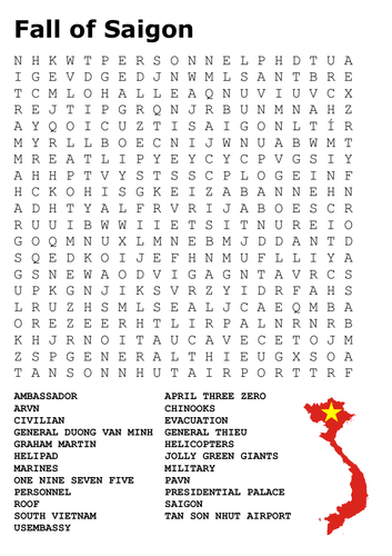 The Vietnam War Word Search Pack
